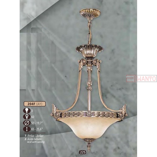 Подвесная люстра Riperlamp 204F 204F/3 AY AMBER/ACID WITH CARVING