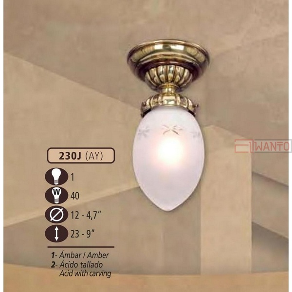 Потолочная люстра Riperlamp 230J 230J/1 AY AMBER/ACID WITH CARVING