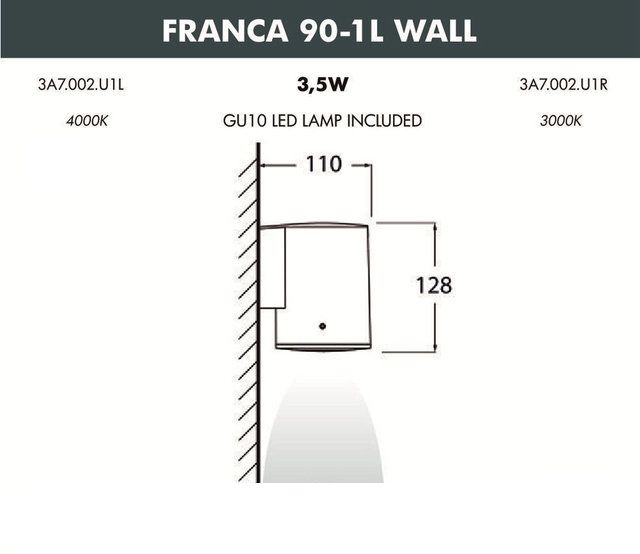 Архитектурная подсветка Franca 90 3A7.002.000.WXU1L