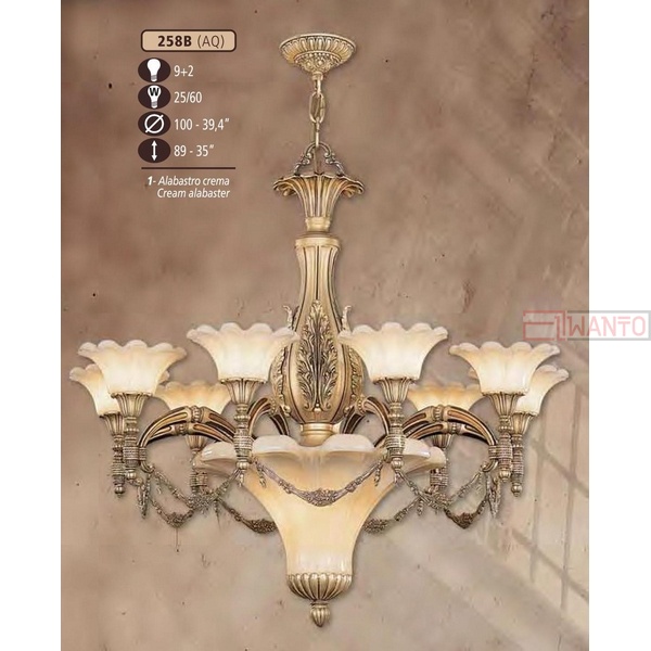 Подвесная люстра Riperlamp 258B 258B/9+2 AQ CREAM ALABASTER