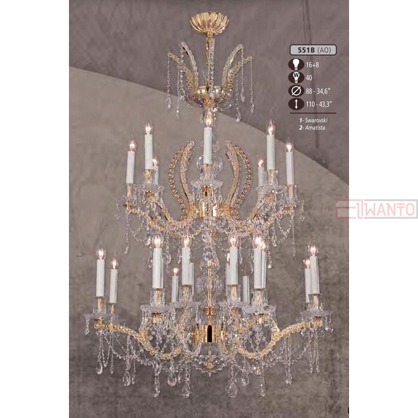 Подвесная люстра Riperlamp 551B 551B/16+8 AO SWAROVSKI