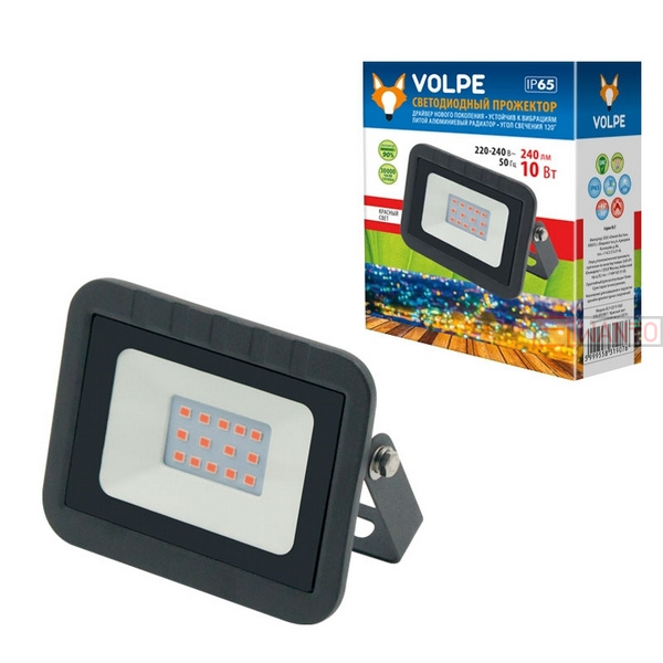 Прожектор ULF-Q511 10W/RED IP65 220-240В BLACK картон