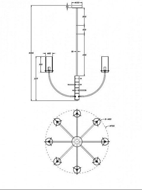 Потолочная люстра Arco MOD223PL-08BS