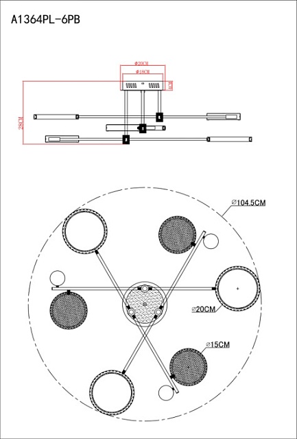 Потолочная люстра Holly A1364PL-6PB