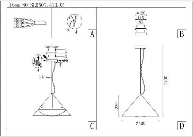 Подвесной светильник Tresor SL6501.413.01
