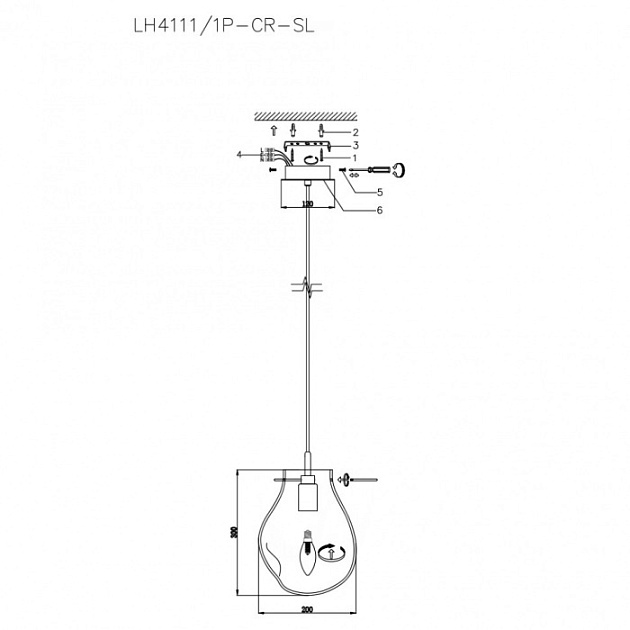 Подвесной светильник Nertus LH4111/1P-CR-SL