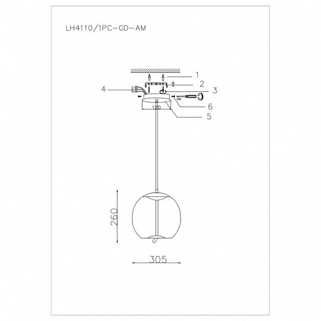 Подвесной светильник Avila LH4110/1PC-GD-AM