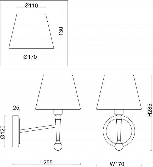 Бра Rosemary FR5190WL-01BS