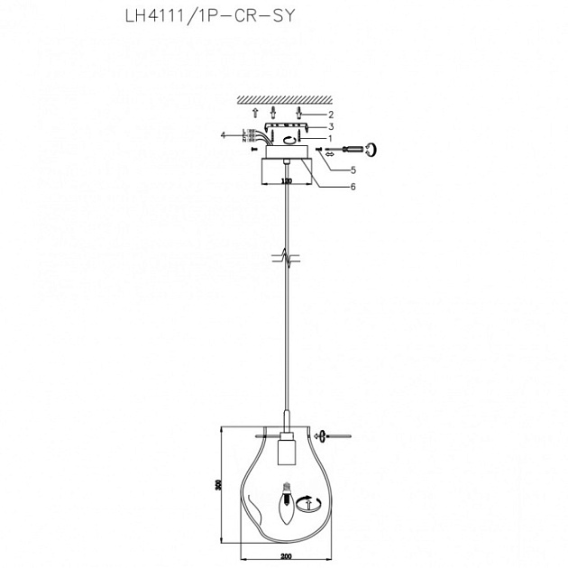 Подвесной светильник Nertus LH4111/1P-CR-SY