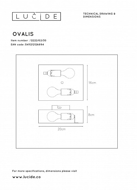 Настенный светильник Ovalis 12222/02/30