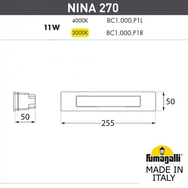 Встраиваемый светильник уличный Nina 8C1.000.000.AYP1L