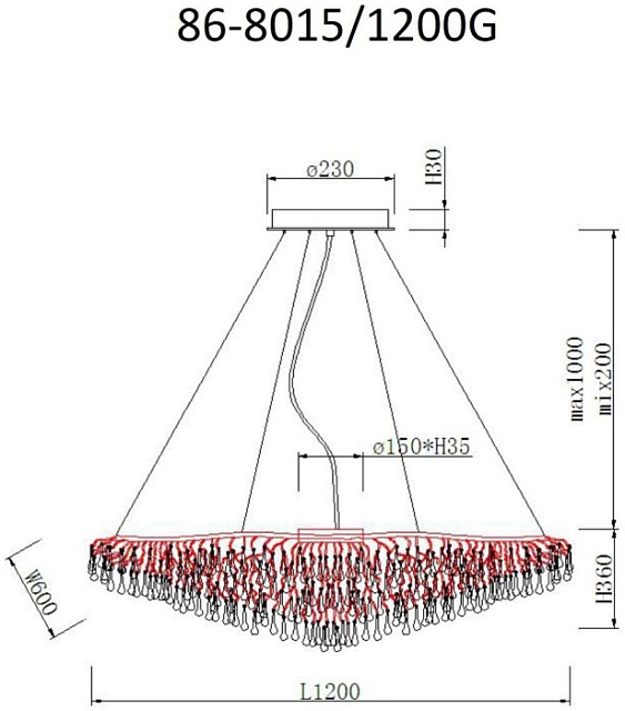 Подвесная люстра  86-8015/1200G