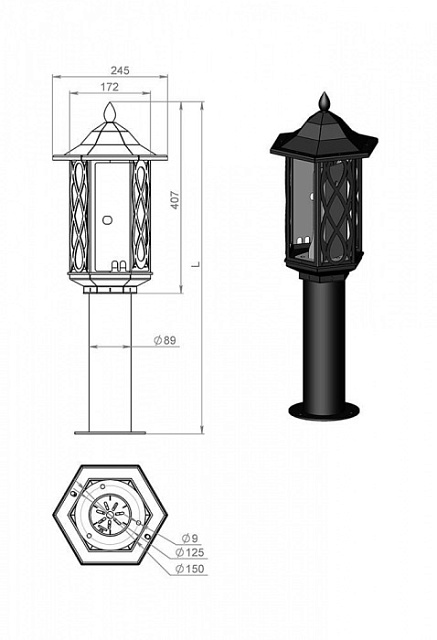 Наземный фонарь Гранд 170-40/brc-11