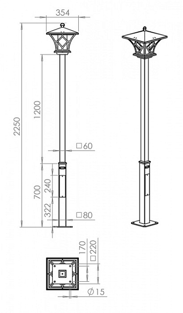 Наземный фонарь Теоло 350-41/bs-06