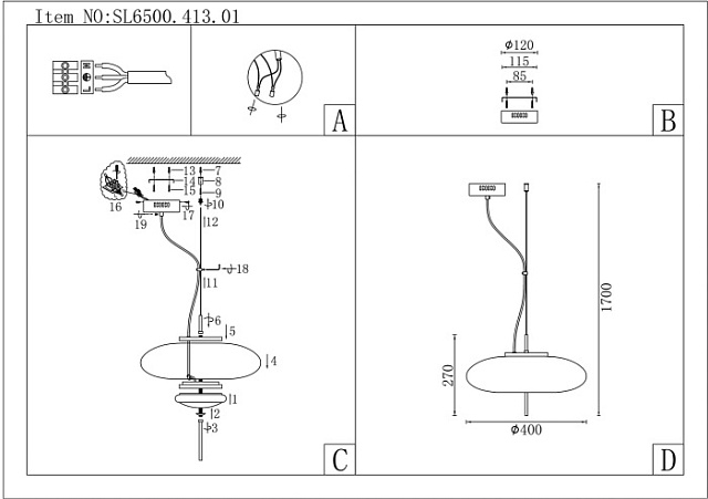 Подвесной светильник Helia SL6500.413.01