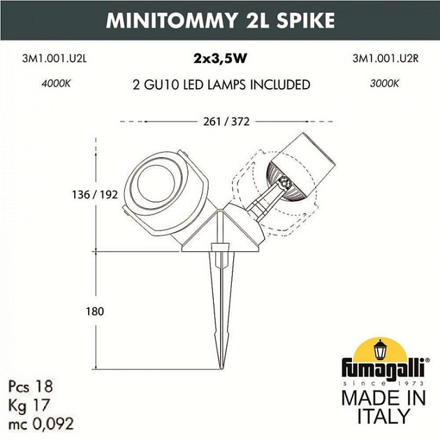 Грунтовый светильник Minitommy 3M1.001.000.AXU2L