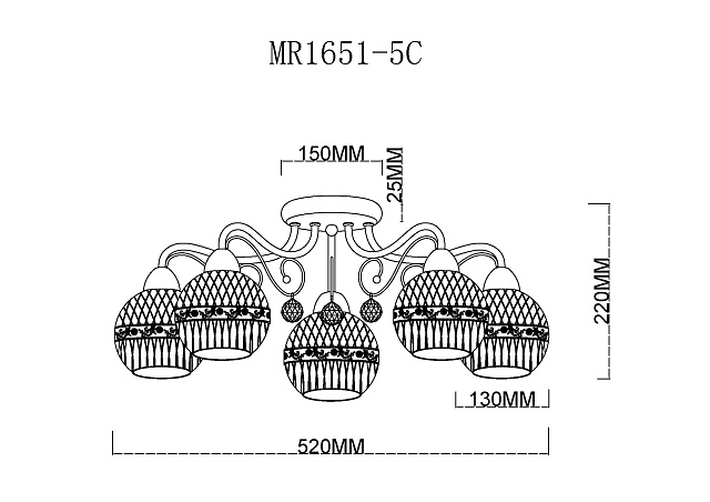 Потолочная люстра Frank MR1651-5C