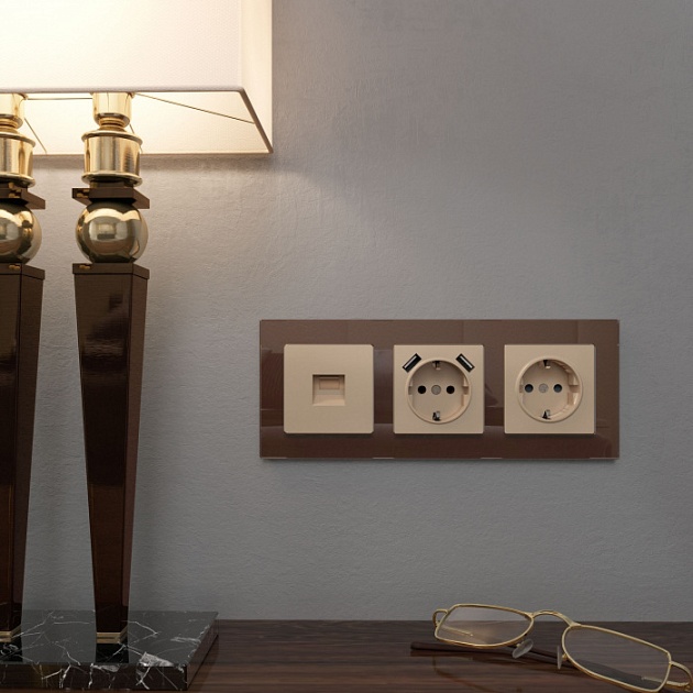 Розетка Встраиваемые механизмы шампань W1182011