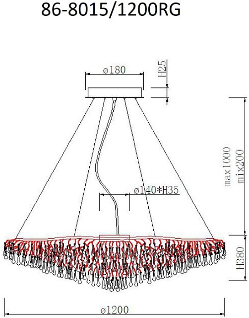 Подвесная люстра  86-8015/1200RG