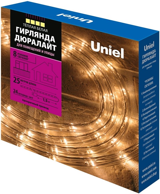 Дюралайт ULD ULD-D50 25M/С08 IP44 WARM WHITE