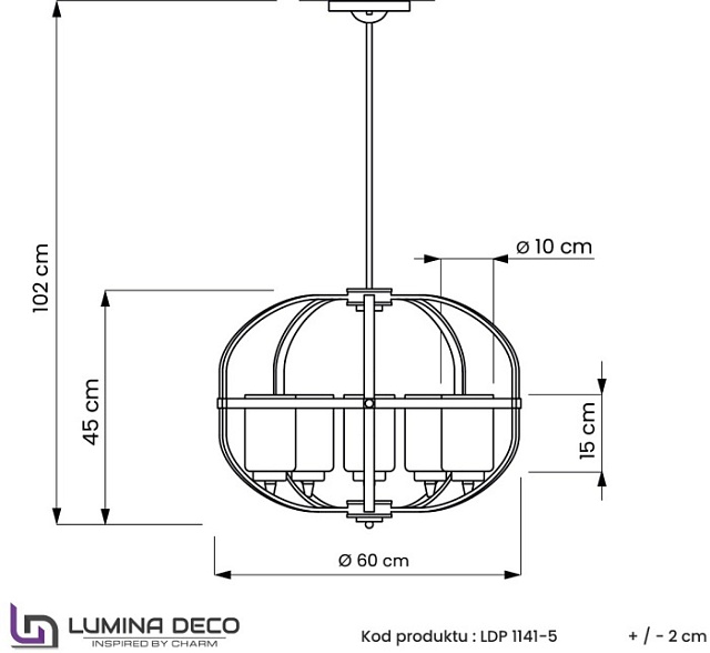 Подвесная люстра  LDP 1141-5 BK+MD