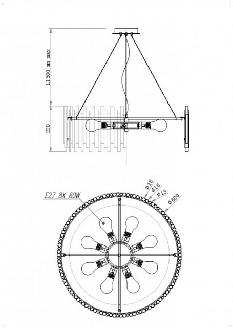 Подвесная люстра Coliseo MOD135PL-08BS