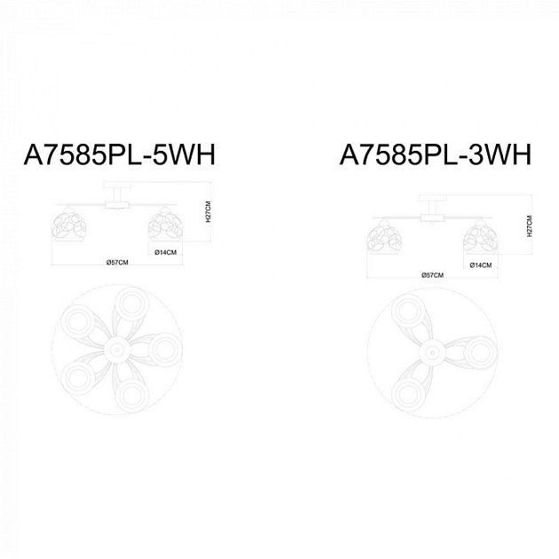 Потолочная люстра Sansa A7585PL-5WH