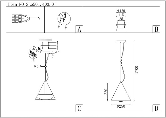 Подвесной светильник Tresor SL6501.403.01