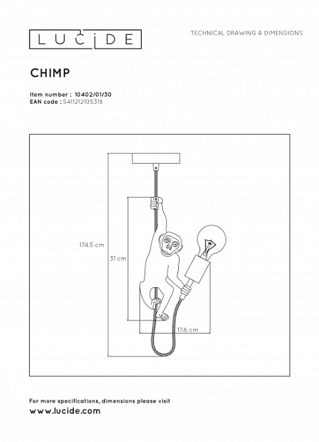 Подвесной светильник Extravaganza Chimp 10402/01/30