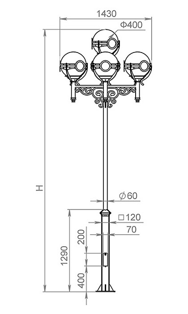 Наземный фонарь Versailles 520-45/b-30