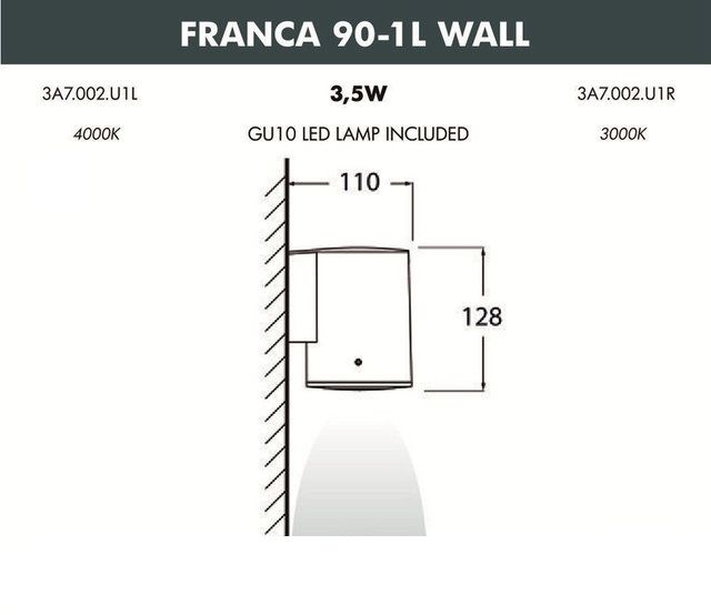 Архитектурная подсветка Franca 90 3A7.002.000.LXU1L